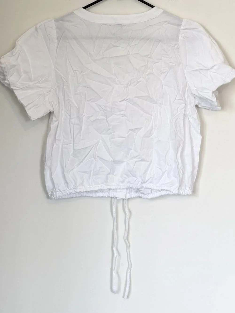 NWT J.Crew White Puff Sleeve Tie Waist Top - Size: Small